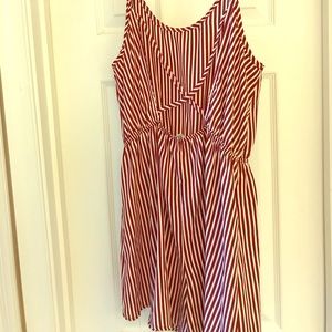 Maroon and white striped romper